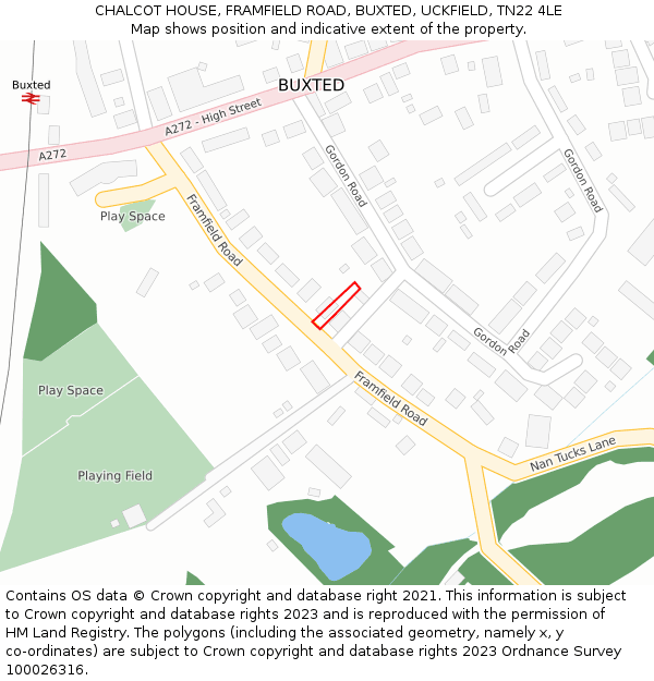 CHALCOT HOUSE, FRAMFIELD ROAD, BUXTED, UCKFIELD, TN22 4LE: Location map and indicative extent of plot