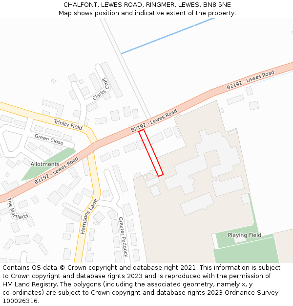 CHALFONT, LEWES ROAD, RINGMER, LEWES, BN8 5NE: Location map and indicative extent of plot