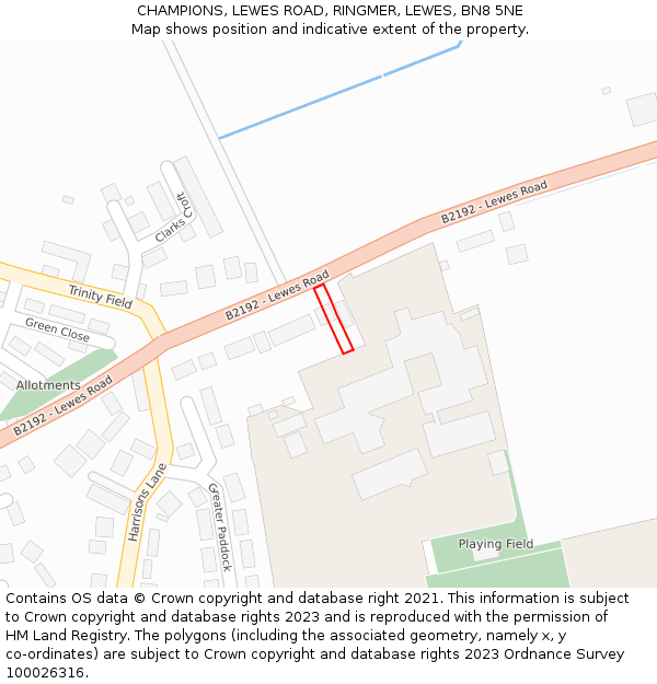 CHAMPIONS, LEWES ROAD, RINGMER, LEWES, BN8 5NE: Location map and indicative extent of plot