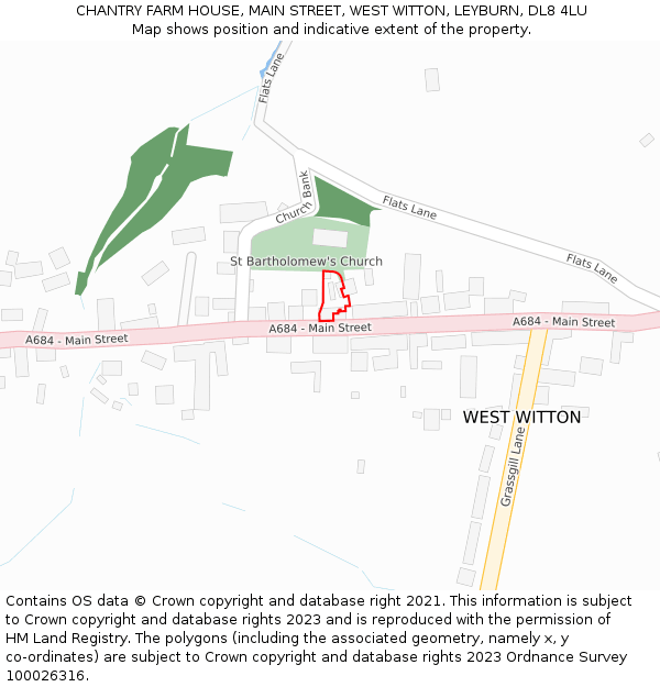 CHANTRY FARM HOUSE, MAIN STREET, WEST WITTON, LEYBURN, DL8 4LU: Location map and indicative extent of plot