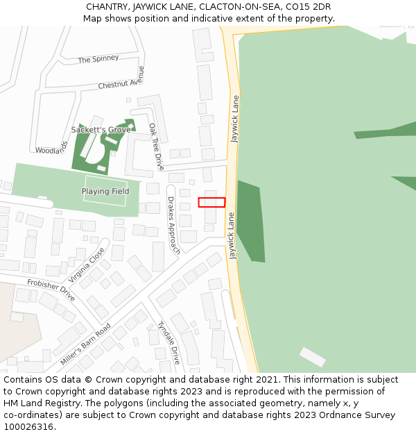 CHANTRY, JAYWICK LANE, CLACTON-ON-SEA, CO15 2DR: Location map and indicative extent of plot