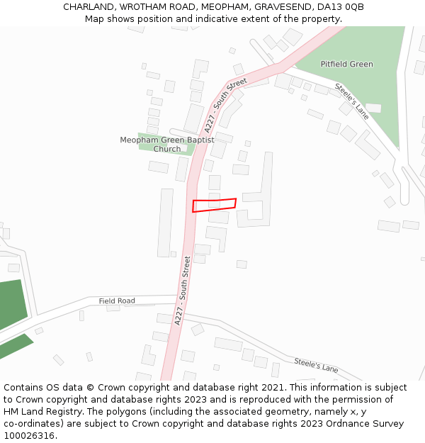 CHARLAND, WROTHAM ROAD, MEOPHAM, GRAVESEND, DA13 0QB: Location map and indicative extent of plot