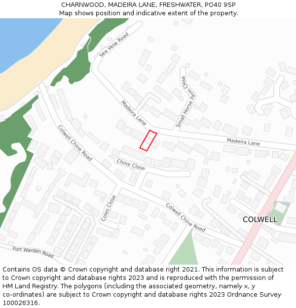 CHARNWOOD, MADEIRA LANE, FRESHWATER, PO40 9SP: Location map and indicative extent of plot