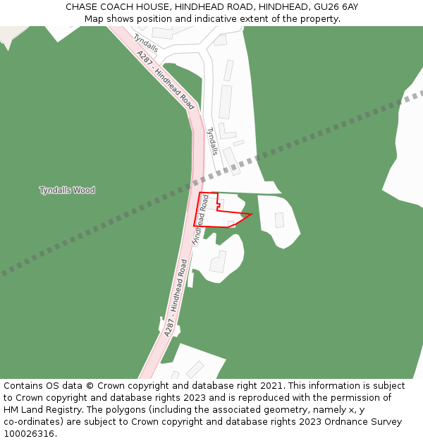 CHASE COACH HOUSE, HINDHEAD ROAD, HINDHEAD, GU26 6AY: Location map and indicative extent of plot