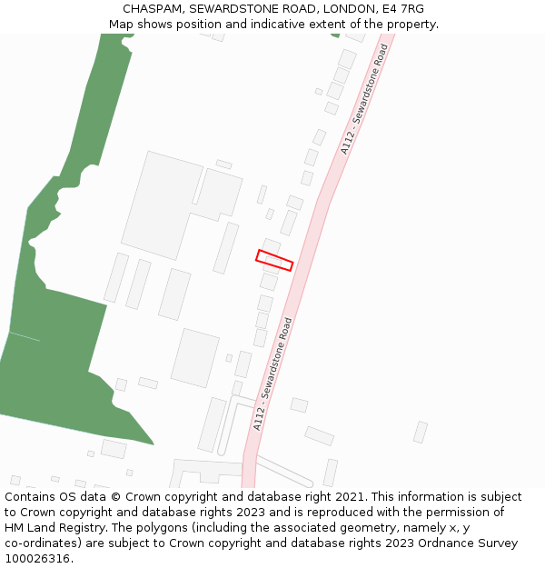 CHASPAM, SEWARDSTONE ROAD, LONDON, E4 7RG: Location map and indicative extent of plot