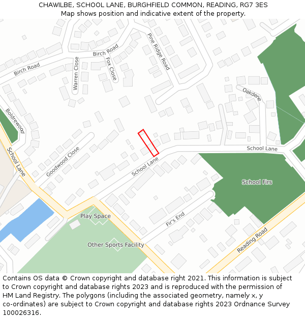 CHAWILBE, SCHOOL LANE, BURGHFIELD COMMON, READING, RG7 3ES: Location map and indicative extent of plot