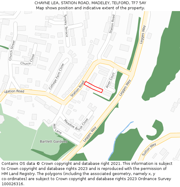 CHAYNE LEA, STATION ROAD, MADELEY, TELFORD, TF7 5AY: Location map and indicative extent of plot