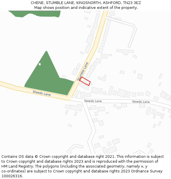 CHENE, STUMBLE LANE, KINGSNORTH, ASHFORD, TN23 3EZ: Location map and indicative extent of plot