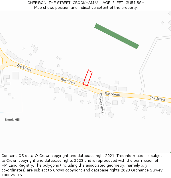 CHERIBON, THE STREET, CROOKHAM VILLAGE, FLEET, GU51 5SH: Location map and indicative extent of plot