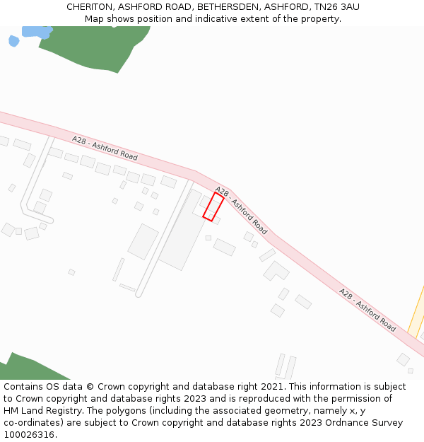 CHERITON, ASHFORD ROAD, BETHERSDEN, ASHFORD, TN26 3AU: Location map and indicative extent of plot