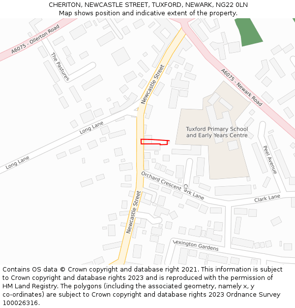 CHERITON, NEWCASTLE STREET, TUXFORD, NEWARK, NG22 0LN: Location map and indicative extent of plot