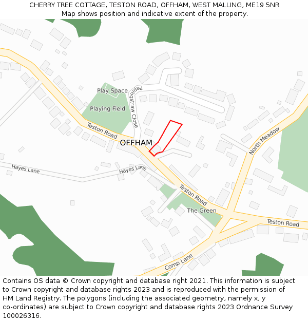 CHERRY TREE COTTAGE, TESTON ROAD, OFFHAM, WEST MALLING, ME19 5NR: Location map and indicative extent of plot