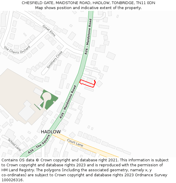 CHESFIELD GATE, MAIDSTONE ROAD, HADLOW, TONBRIDGE, TN11 0DN: Location map and indicative extent of plot