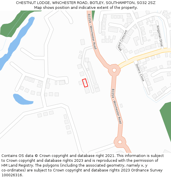 CHESTNUT LODGE, WINCHESTER ROAD, BOTLEY, SOUTHAMPTON, SO32 2SZ: Location map and indicative extent of plot