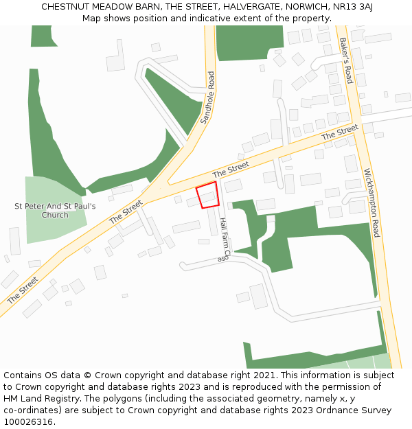 CHESTNUT MEADOW BARN, THE STREET, HALVERGATE, NORWICH, NR13 3AJ: Location map and indicative extent of plot