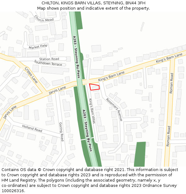 CHILTON, KINGS BARN VILLAS, STEYNING, BN44 3FH: Location map and indicative extent of plot