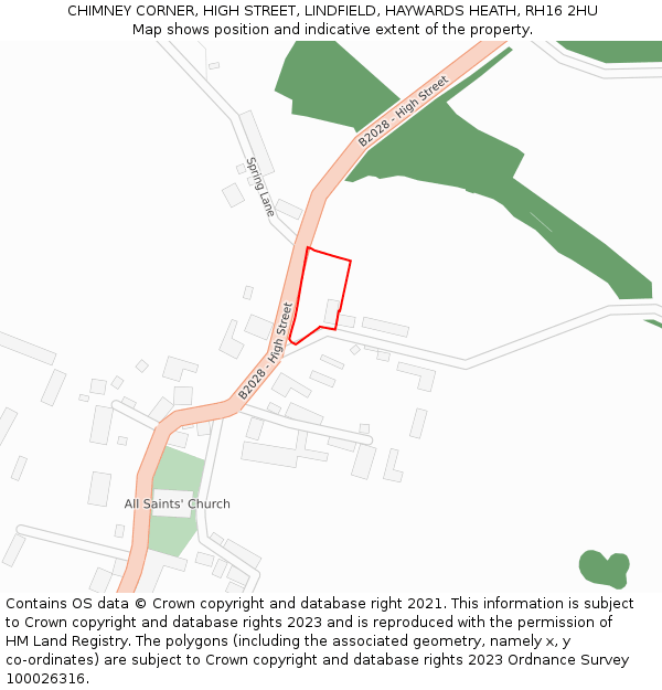 CHIMNEY CORNER, HIGH STREET, LINDFIELD, HAYWARDS HEATH, RH16 2HU: Location map and indicative extent of plot