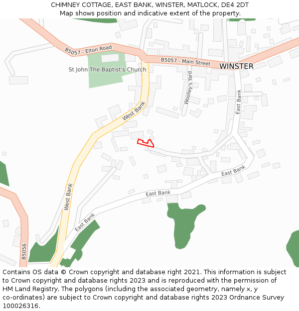 CHIMNEY COTTAGE, EAST BANK, WINSTER, MATLOCK, DE4 2DT: Location map and indicative extent of plot