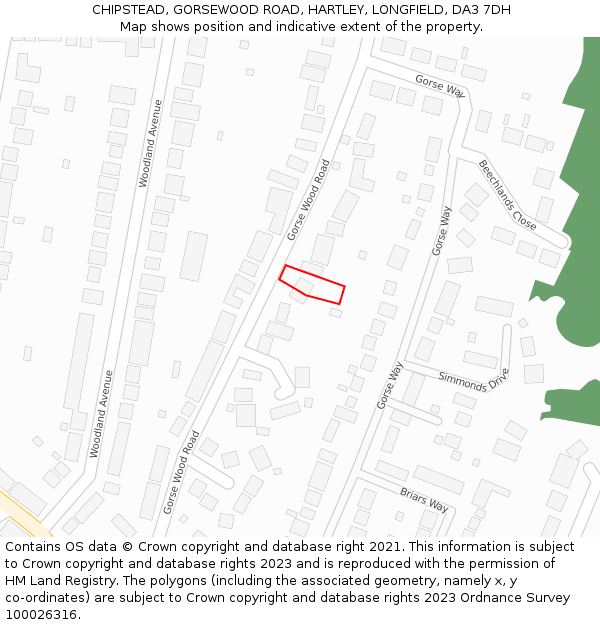 CHIPSTEAD, GORSEWOOD ROAD, HARTLEY, LONGFIELD, DA3 7DH: Location map and indicative extent of plot