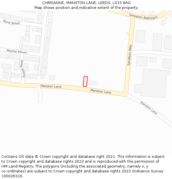 CHRISANNE, MANSTON LANE, LEEDS, LS15 8AG: Location map and indicative extent of plot