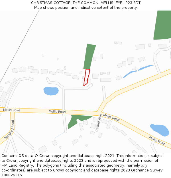 CHRISTMAS COTTAGE, THE COMMON, MELLIS, EYE, IP23 8DT: Location map and indicative extent of plot