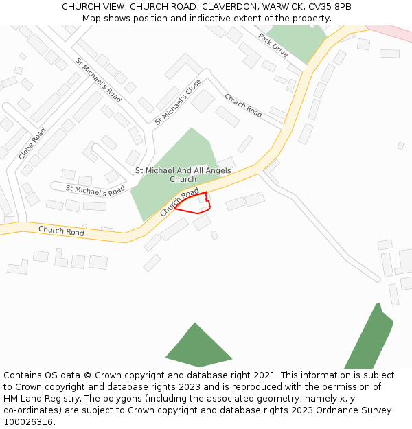 CHURCH VIEW, CHURCH ROAD, CLAVERDON, WARWICK, CV35 8PB: Location map and indicative extent of plot