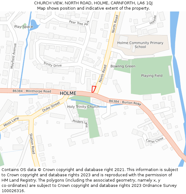 CHURCH VIEW, NORTH ROAD, HOLME, CARNFORTH, LA6 1QJ: Location map and indicative extent of plot