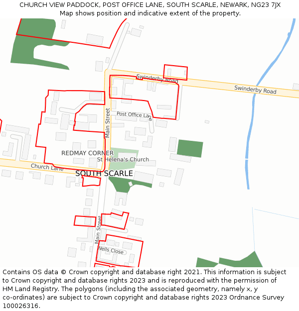 CHURCH VIEW PADDOCK, POST OFFICE LANE, SOUTH SCARLE, NEWARK, NG23 7JX: Location map and indicative extent of plot