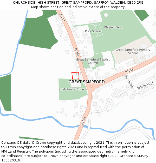 CHURCHSIDE, HIGH STREET, GREAT SAMPFORD, SAFFRON WALDEN, CB10 2RG: Location map and indicative extent of plot