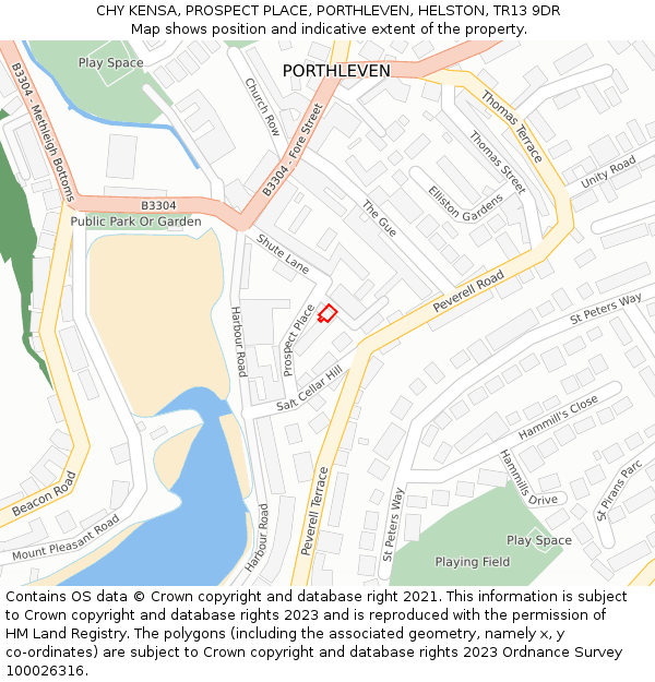 CHY KENSA, PROSPECT PLACE, PORTHLEVEN, HELSTON, TR13 9DR: Location map and indicative extent of plot