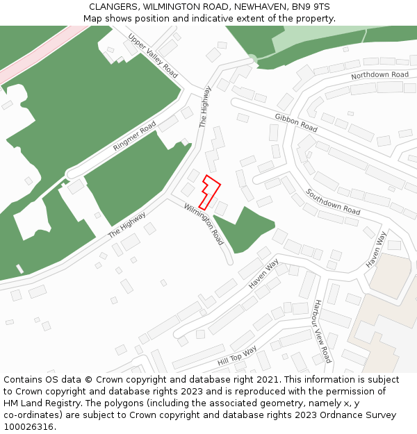 CLANGERS, WILMINGTON ROAD, NEWHAVEN, BN9 9TS: Location map and indicative extent of plot