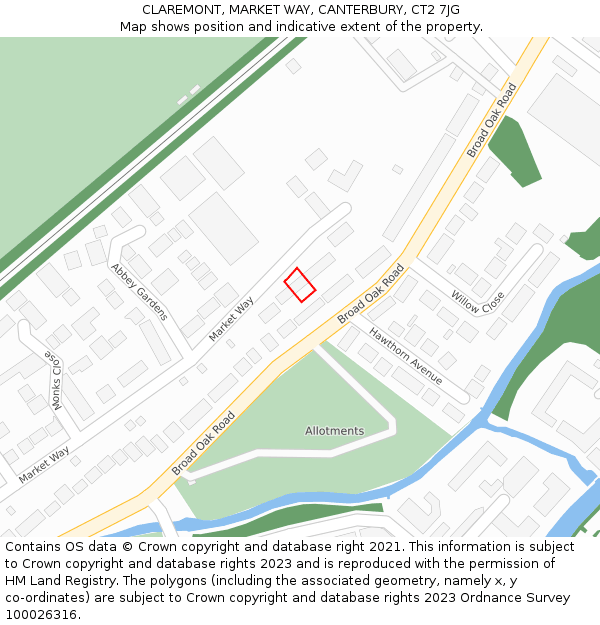 CLAREMONT, MARKET WAY, CANTERBURY, CT2 7JG: Location map and indicative extent of plot