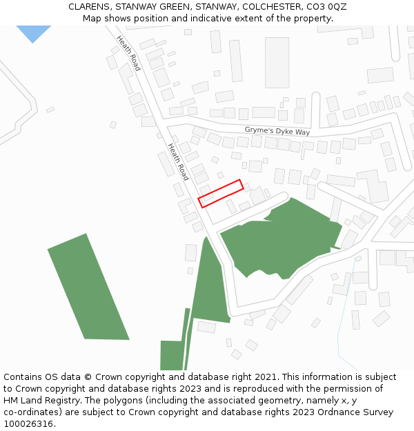 CLARENS, STANWAY GREEN, STANWAY, COLCHESTER, CO3 0QZ: Location map and indicative extent of plot