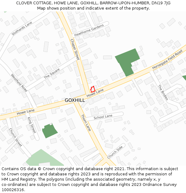 CLOVER COTTAGE, HOWE LANE, GOXHILL, BARROW-UPON-HUMBER, DN19 7JG: Location map and indicative extent of plot