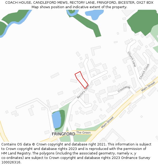 COACH HOUSE, CANDLEFORD MEWS, RECTORY LANE, FRINGFORD, BICESTER, OX27 8DX: Location map and indicative extent of plot