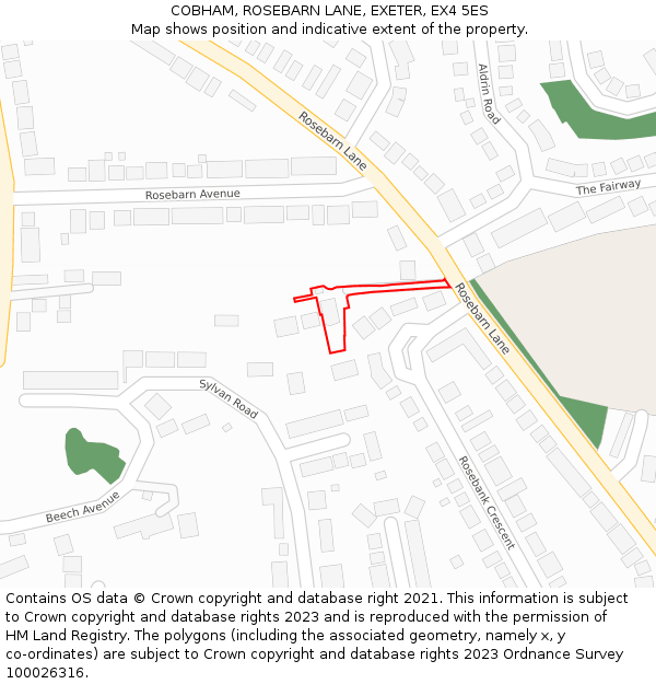 COBHAM, ROSEBARN LANE, EXETER, EX4 5ES: Location map and indicative extent of plot