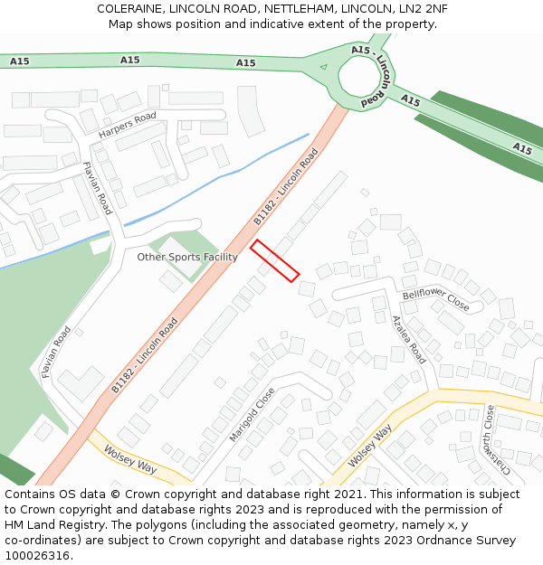 COLERAINE, LINCOLN ROAD, NETTLEHAM, LINCOLN, LN2 2NF: Location map and indicative extent of plot