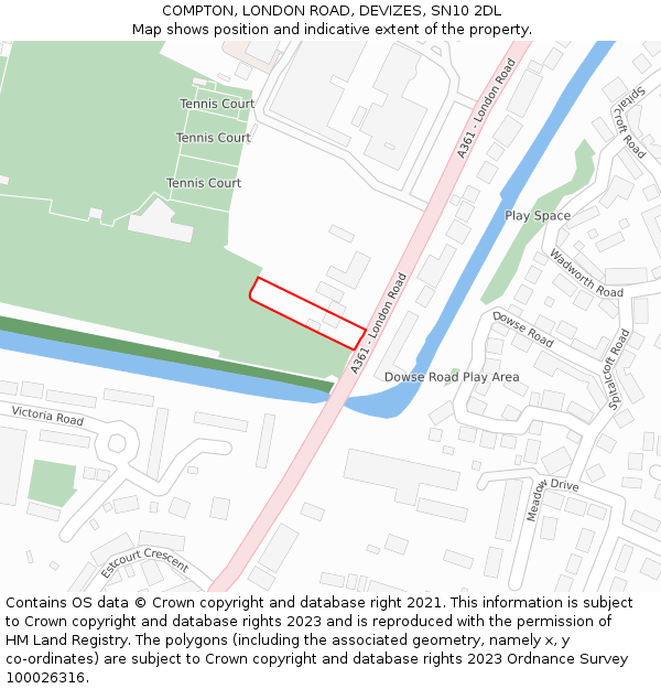 COMPTON, LONDON ROAD, DEVIZES, SN10 2DL: Location map and indicative extent of plot