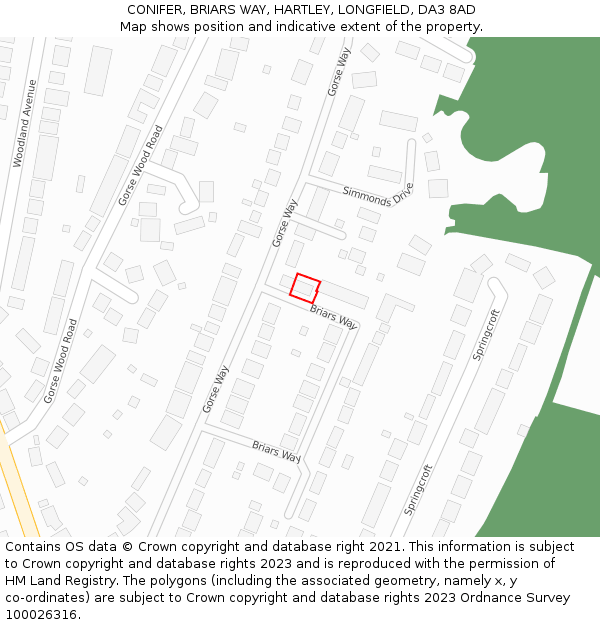 CONIFER, BRIARS WAY, HARTLEY, LONGFIELD, DA3 8AD: Location map and indicative extent of plot
