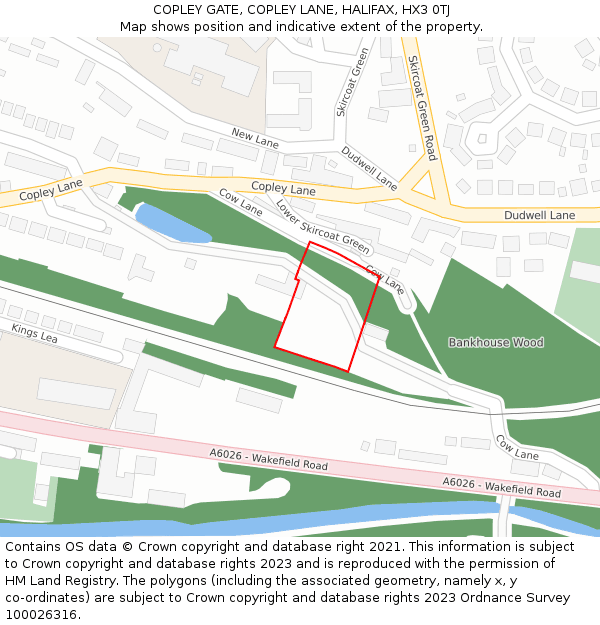 COPLEY GATE, COPLEY LANE, HALIFAX, HX3 0TJ: Location map and indicative extent of plot