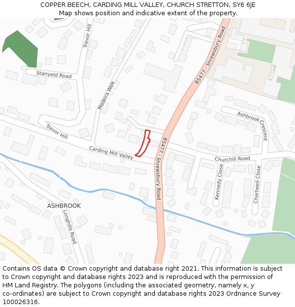 COPPER BEECH, CARDING MILL VALLEY, CHURCH STRETTON, SY6 6JE: Location map and indicative extent of plot