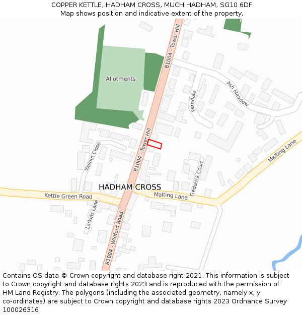COPPER KETTLE, HADHAM CROSS, MUCH HADHAM, SG10 6DF: Location map and indicative extent of plot