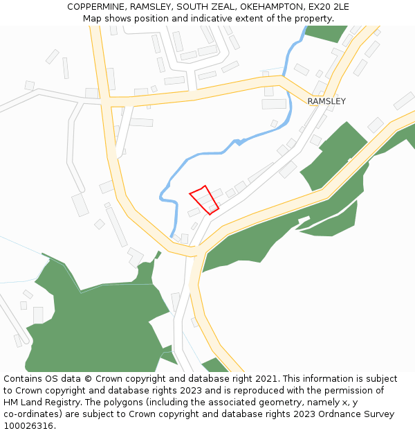 COPPERMINE, RAMSLEY, SOUTH ZEAL, OKEHAMPTON, EX20 2LE: Location map and indicative extent of plot