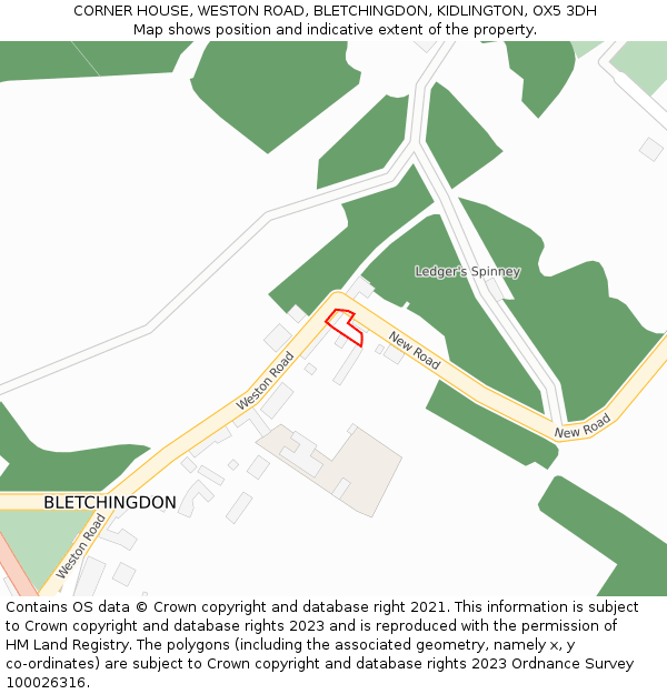 CORNER HOUSE, WESTON ROAD, BLETCHINGDON, KIDLINGTON, OX5 3DH: Location map and indicative extent of plot