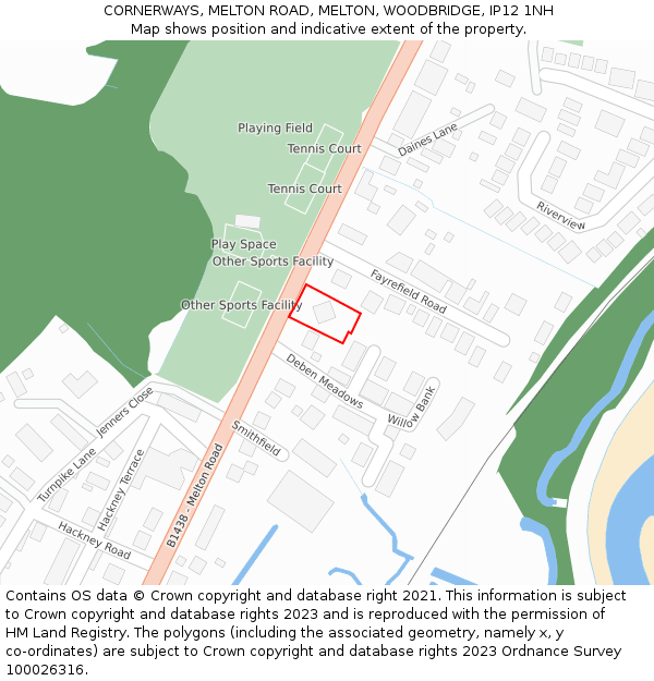 CORNERWAYS, MELTON ROAD, MELTON, WOODBRIDGE, IP12 1NH: Location map and indicative extent of plot