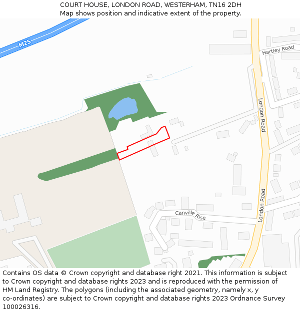 COURT HOUSE, LONDON ROAD, WESTERHAM, TN16 2DH: Location map and indicative extent of plot