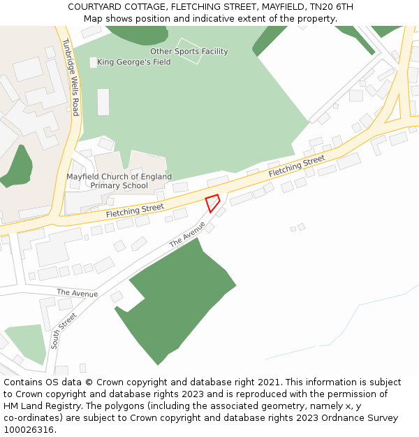 COURTYARD COTTAGE, FLETCHING STREET, MAYFIELD, TN20 6TH: Location map and indicative extent of plot