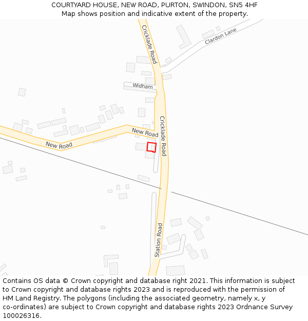 COURTYARD HOUSE, NEW ROAD, PURTON, SWINDON, SN5 4HF: Location map and indicative extent of plot