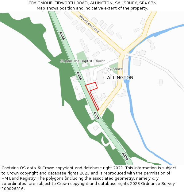 CRAIGMOHR, TIDWORTH ROAD, ALLINGTON, SALISBURY, SP4 0BN: Location map and indicative extent of plot