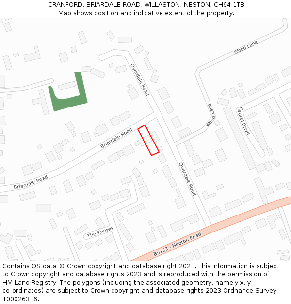 CRANFORD, BRIARDALE ROAD, WILLASTON, NESTON, CH64 1TB: Location map and indicative extent of plot